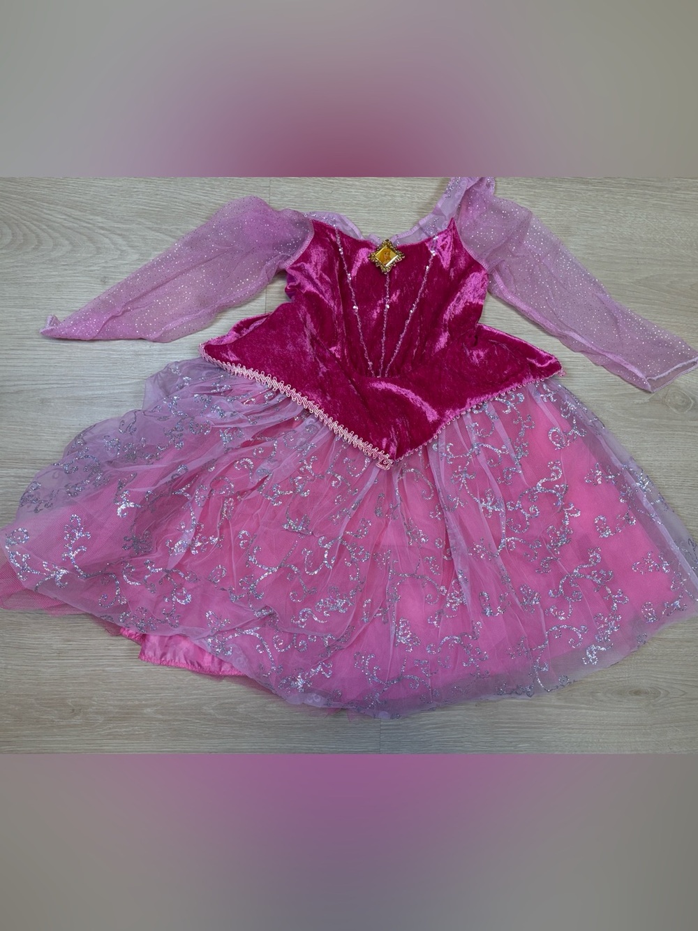 Walt Disney World Pink Sparkle Sleeping Beauty Aurora Princess Costume Dress 2/3
